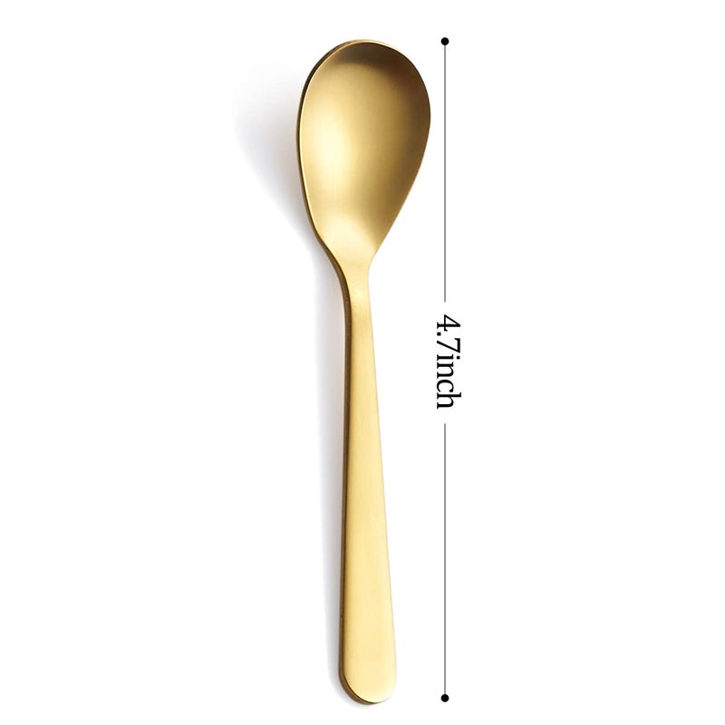 FULLYWARE Matte Gold Demitasse Espresso Spoons, Stainless Steel Satin Finish Coffee Spoons, Mini Teaspoons, Sugar Spoons, 4.7-inch, Set of 6, 6-PIECE - Image 3