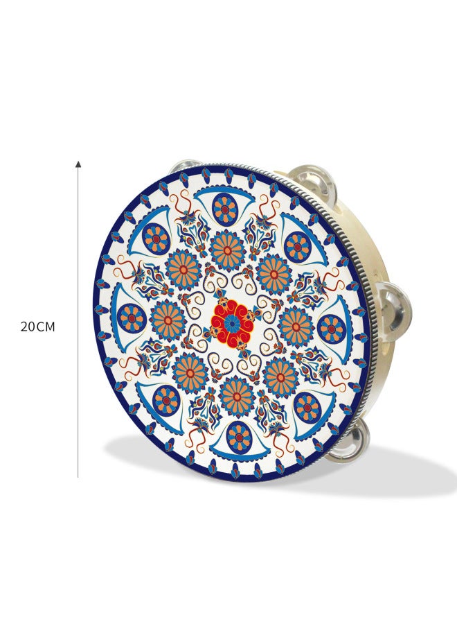 Kindergarten Teachers Use Dance Wooden Performance Tambourine Diy Orff Percussion Instrument Children's Hand Drum Hand Drum-Color:Mandala Flower Drum (National Style 20CM) - Image 1