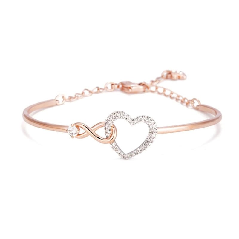 J.Rosée Fashion Jewelry Swarovski Elements Crystal Rose Gold Plated Infinite & Heart Bracelet for Women Gift Packing JR-1225 - Image 2