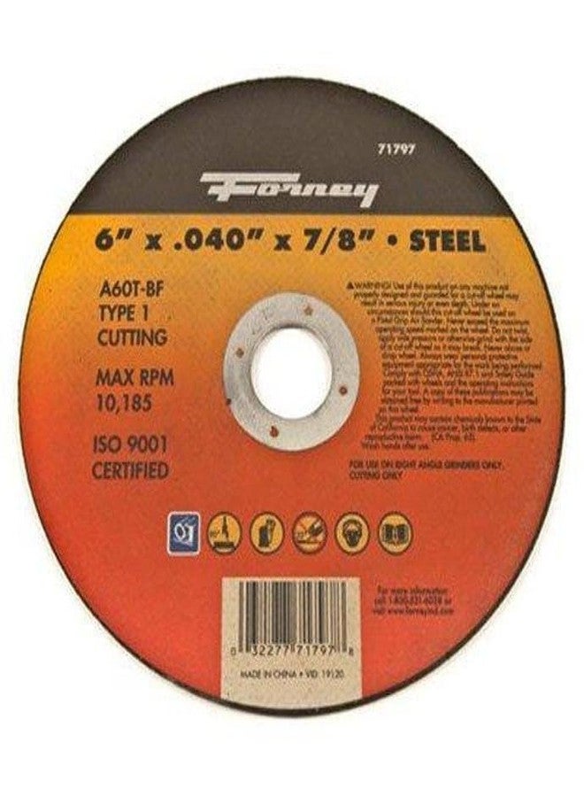 Forney 71797 Cut-Off Wheel with 7/8-Inch Arbor, Metal Type 1, A60T-BF, 6-Inch-by-0.040-Inch - Image 1