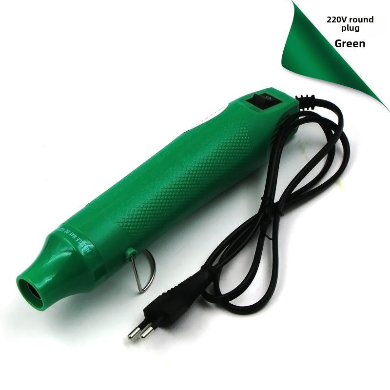 220V Round Plug Hot Air Gun DIY Rubber Stamp Embossed Powder Heat Shrinkable Sheet Handmade Soft Clay Making Tools Wholesale(220V hot air gun-round insert-Green) - Image 1