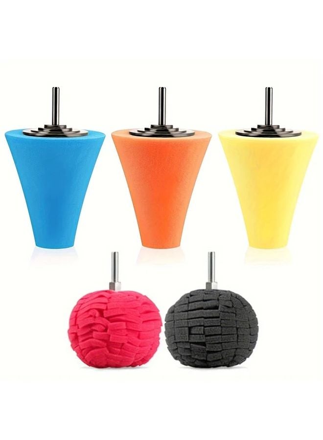 5pcs Polishing Cone Sponge Buffing For Automotive Car Wheel Hub Metal Polish Ball - Image 1