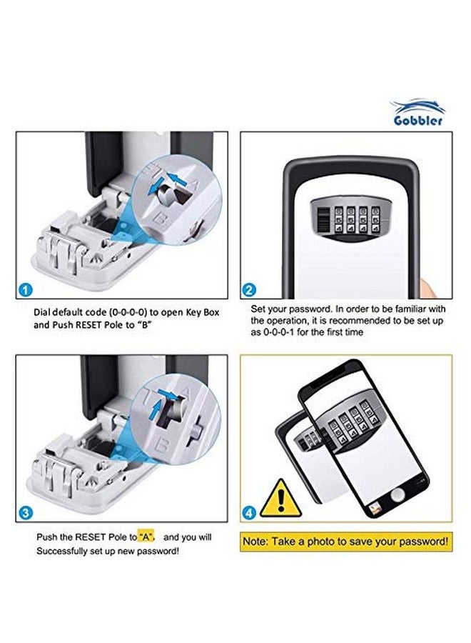 GOBBLER Black & Silver Wall Mounted Metal Key Safe Storage Box for Keys with Combination Code Password (KLB-14) - Image 4