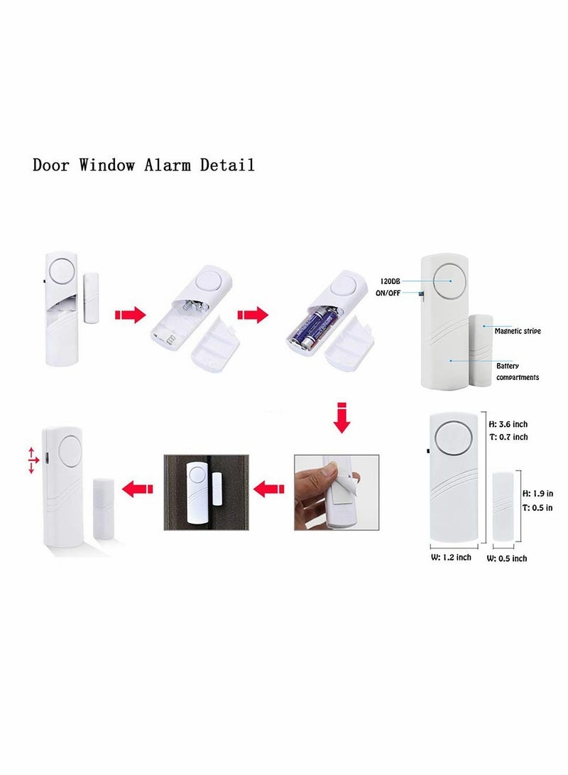 Door Window Alarm, Burglar Alarm, Home Security Wireless Magnetic Sensor Anti-Theft Alarm, Pool Door Alarm for Kids Safety, Toddler Door Open Alarm Sensor (6 Pack) - Image 4