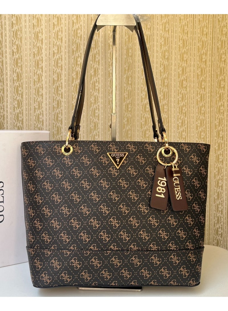 GUESS Women's Printed Large-capacity Handbag 38×27×12cm 
