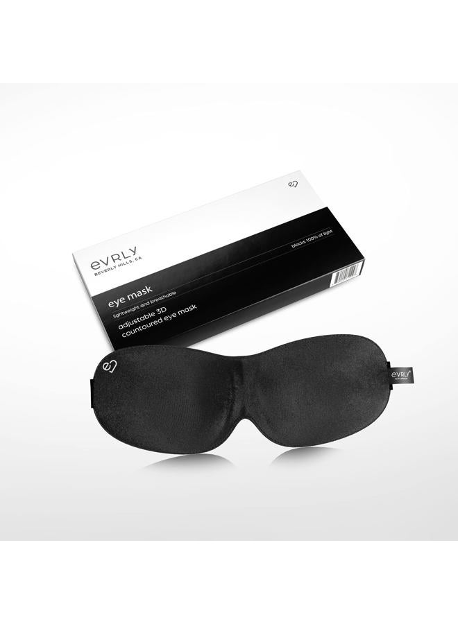 EVRLY Beverly Hills Eye Mask Designed for Eyelash Extensions, 3D Contoured Design, Soft Fabric, Deep Eye Cavities, Form Fitting, Adjustable Headband Strap, No Pressure Sleep & Travel Eye Mask (Black) - Image 1