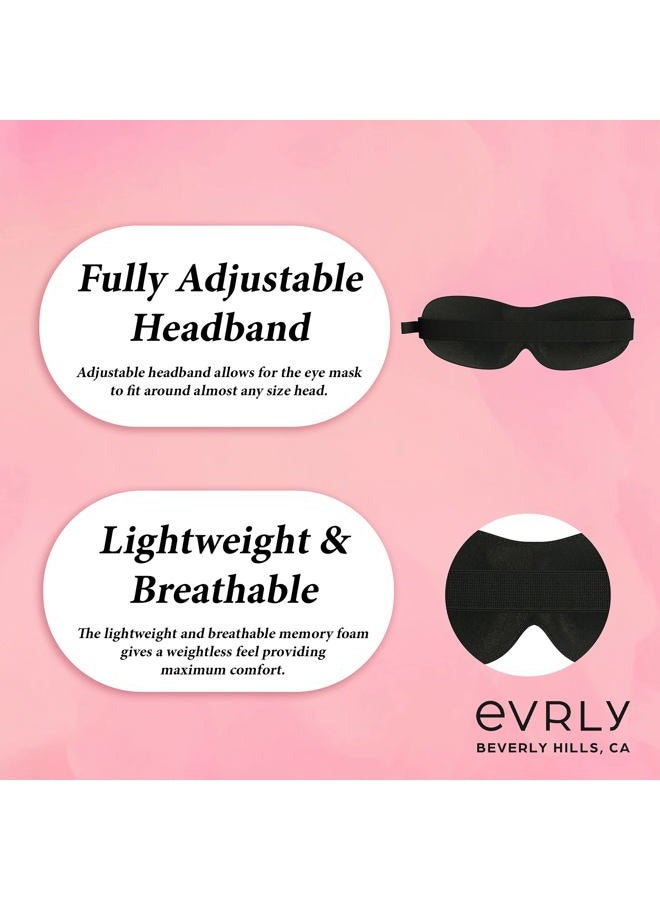 EVRLY Beverly Hills Eye Mask Designed for Eyelash Extensions, 3D Contoured Design, Soft Fabric, Deep Eye Cavities, Form Fitting, Adjustable Headband Strap, No Pressure Sleep & Travel Eye Mask (Black) - Image 3