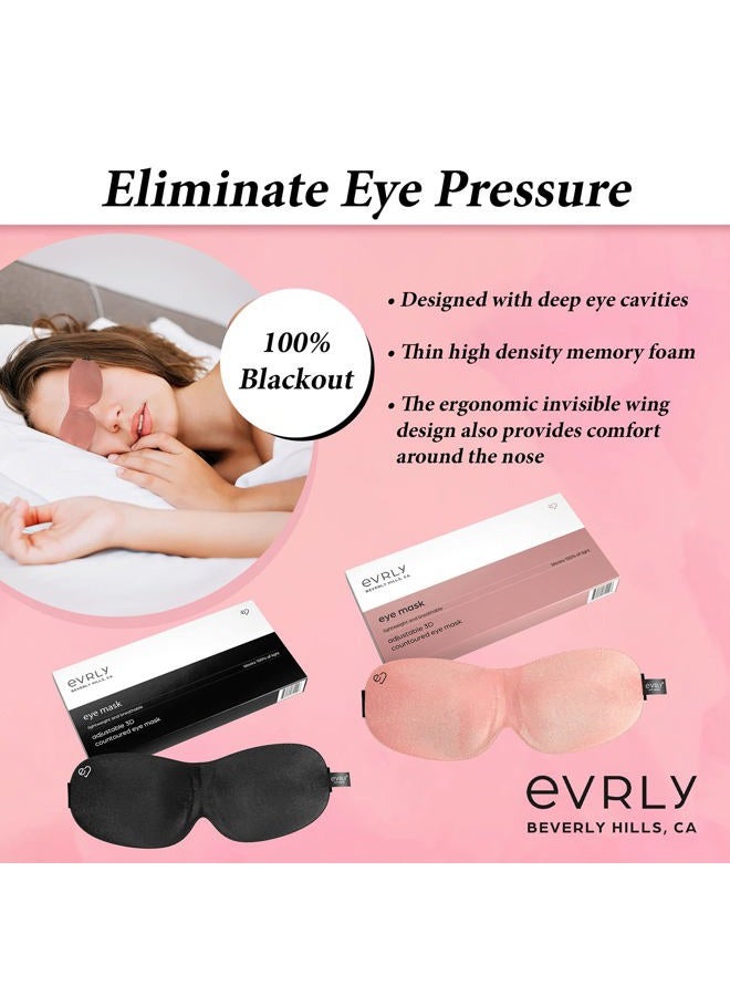 EVRLY Beverly Hills Eye Mask Designed for Eyelash Extensions, 3D Contoured Design, Soft Fabric, Deep Eye Cavities, Form Fitting, Adjustable Headband Strap, No Pressure Sleep & Travel Eye Mask (Black) - Image 2