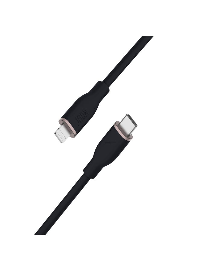 جودا كابل جودا سليب سي  - 60W سيليكون 1 متر أسود، متين وأنيق، مثالي للاستخدام اليومي يُستخدم لشحن آيفون وآيباد بسرعة عالية ⚡ ونقل بيانات بسرعة تصل إلى 480 ميغابت في الثانية. مع تصميم عملي وأنيق، يمكن لهذا الكابل أن يتحمل حتى 30,000 طية دون تلف 🔄. - Image 3