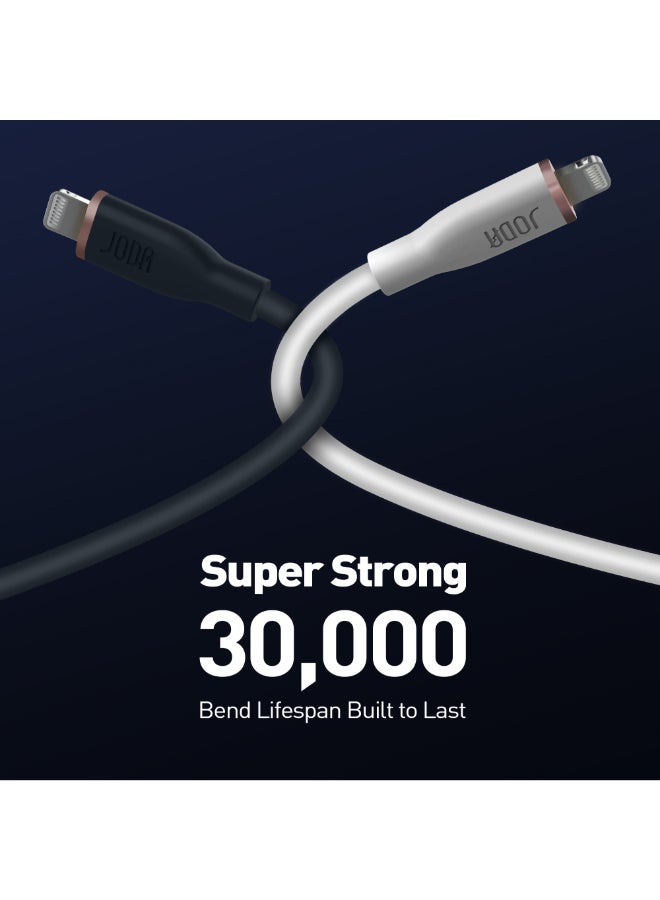 جودا كابل جودا سليب سي  - 60W سيليكون 1 متر أسود، متين وأنيق، مثالي للاستخدام اليومي يُستخدم لشحن آيفون وآيباد بسرعة عالية ⚡ ونقل بيانات بسرعة تصل إلى 480 ميغابت في الثانية. مع تصميم عملي وأنيق، يمكن لهذا الكابل أن يتحمل حتى 30,000 طية دون تلف 🔄. - Image 4