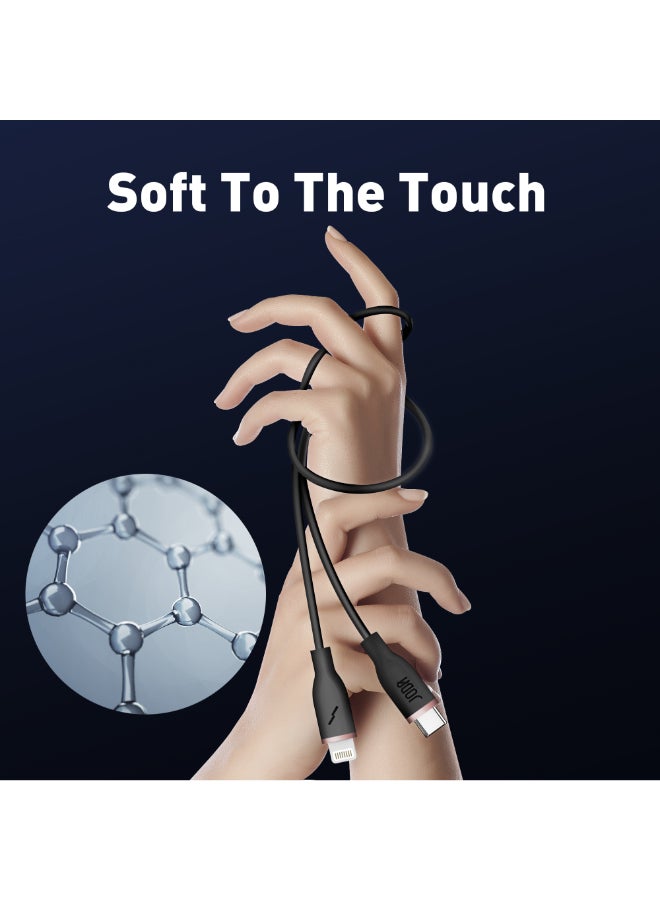 جودا كابل جودا سليب سي  - 60W سيليكون 1 متر أسود، متين وأنيق، مثالي للاستخدام اليومي يُستخدم لشحن آيفون وآيباد بسرعة عالية ⚡ ونقل بيانات بسرعة تصل إلى 480 ميغابت في الثانية. مع تصميم عملي وأنيق، يمكن لهذا الكابل أن يتحمل حتى 30,000 طية دون تلف 🔄. - Image 5