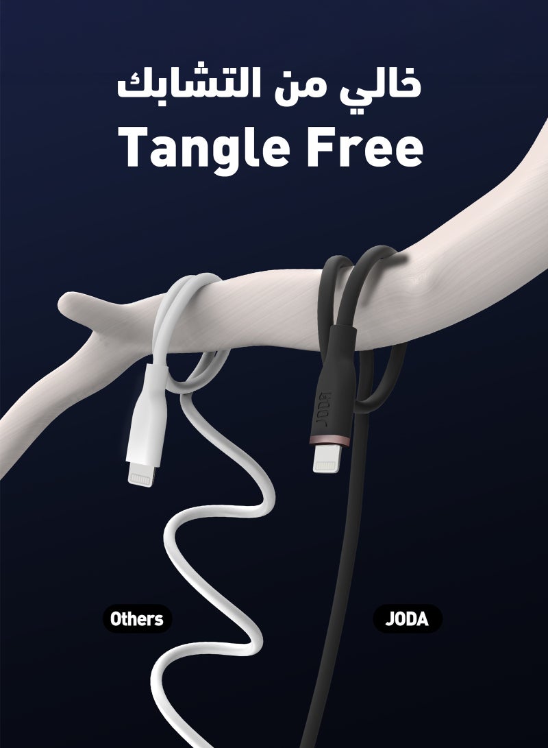 JODA Sleep C - 60W Silicone 1 Meter Black, Durable and Stylish, Perfect for Daily Use Used to charge iPhone and iPad at high speed ⚡ and transfer data at speeds of up to 480 Mbps. With a practical and elegant design, this cable can withstand up to 30,000 folds without damage 🔄. - Image 4