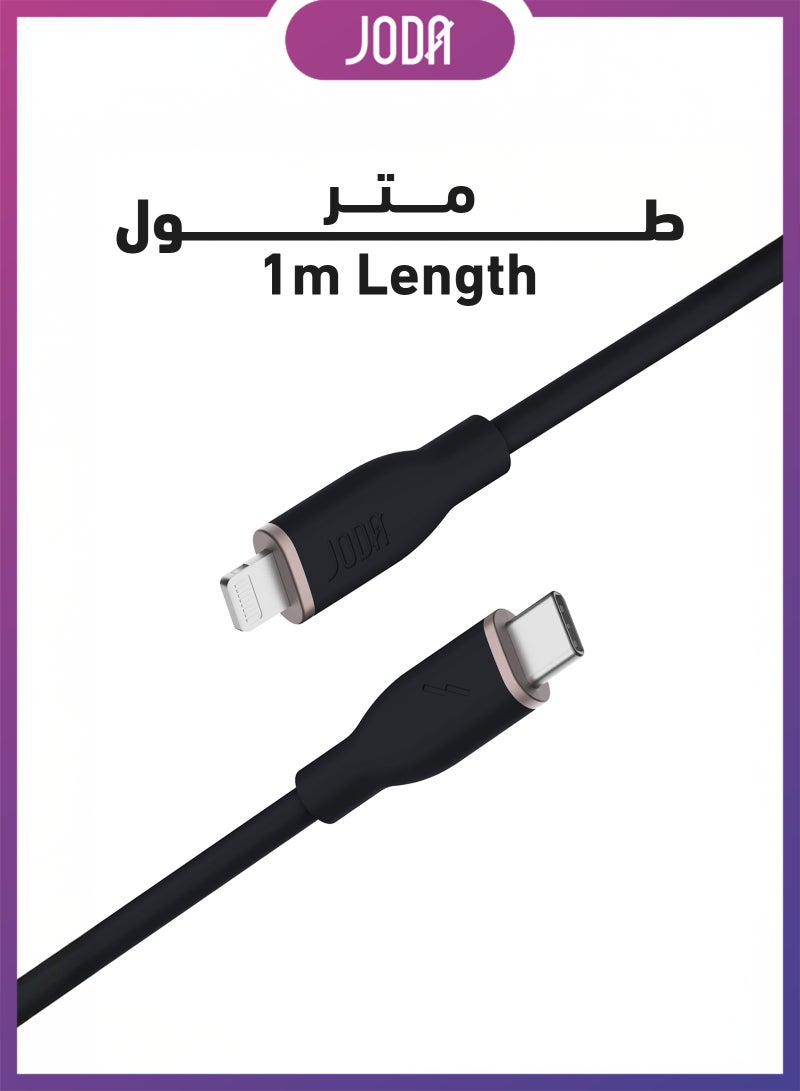 JODA Sleep C - 60W Silicone 1 Meter Black, Durable and Stylish, Perfect for Daily Use Used to charge iPhone and iPad at high speed ⚡ and transfer data at speeds of up to 480 Mbps. With a practical and elegant design, this cable can withstand up to 30,000 folds without damage 🔄. - Image 2