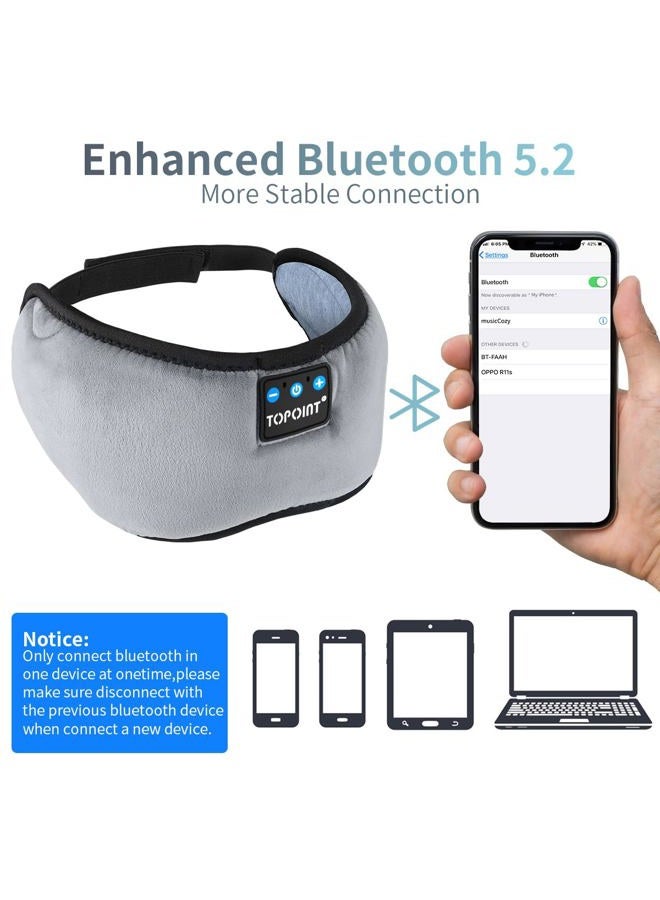TOPOINT Sleep Mask with Headphones Bluetooth 5.4 Wireless, Sleep Headphones Earphones Earbuds with Microphone HD Speakers Music, Blackout Eye Mask for Sleeping Travel Meditation Men Women Cool Gadgets - Image 2