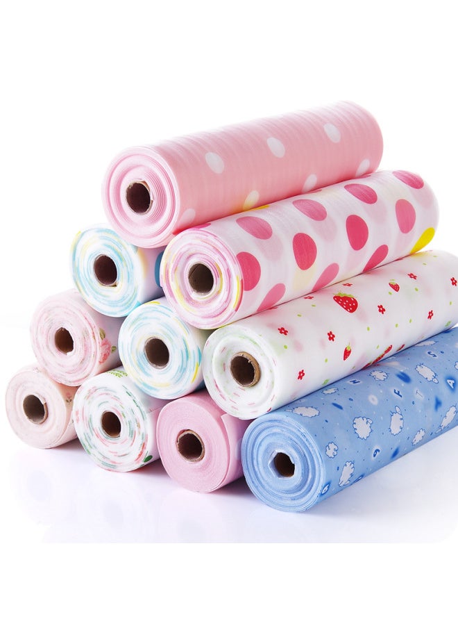 Generic - Wardrobe Moisture-proof Mat Printed Cabinet Drawer Mat Kitchen Waterproof Mat Drawer Mat Paper Shoe Cabinet Mat-Color:Blue Wave Dot On White Background-Specifications:30*500cm - Image 1
