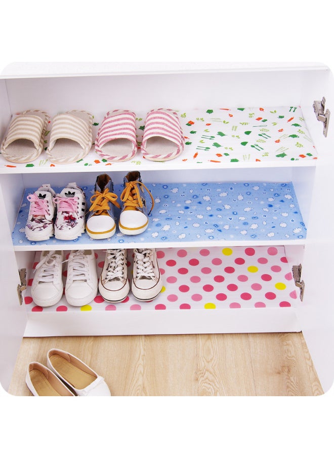 Generic - Wardrobe Moisture-proof Mat Printed Cabinet Drawer Mat Kitchen Waterproof Mat Drawer Mat Paper Shoe Cabinet Mat-Color:Blue Wave Dot On White Background-Specifications:30*500cm - Image 1