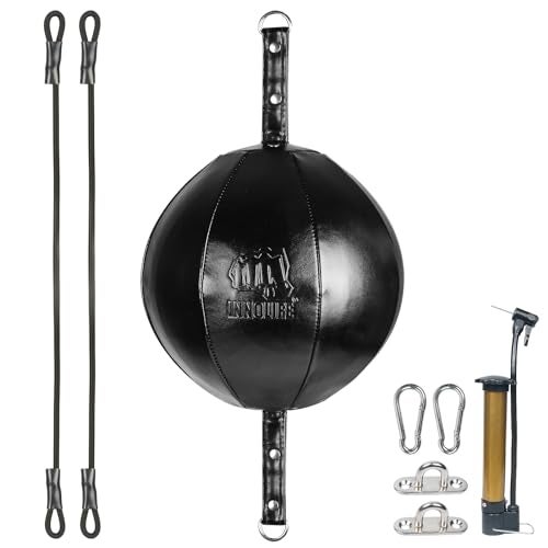 InnoLife Double End Punching Ball Striking Punching Bag Kit, Speed Striking Reflex Kit with Bungee Cords Perfect for Reaction, Agility, and Hand Eye Coordination Training (Black) - Image 1
