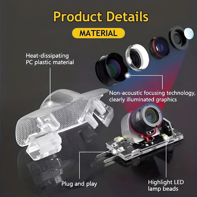 فيريكس مصباح شعار باب لكزس RX350 مناسب، مصباح عرض LED لكزس RX 360، موديلات 2003-2022، ملحقات RX سهلة التركيب، تصميم خاص فائق السطوع لا يبهت، قطعتان - Image 4