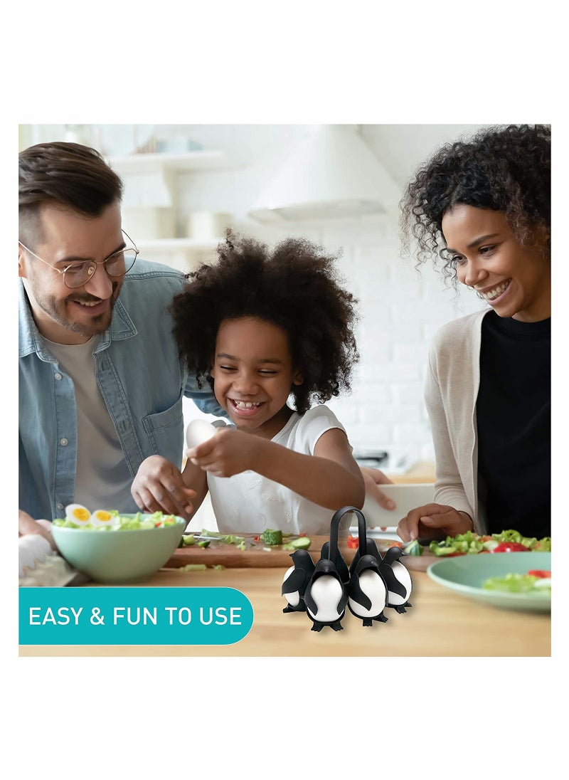 Generic - Penguin Egg Holder 3-in-1 Cooker for Soft and Hard Boiled Eggs, Holds 6 Eggs for Cooking and Storage - Image 1