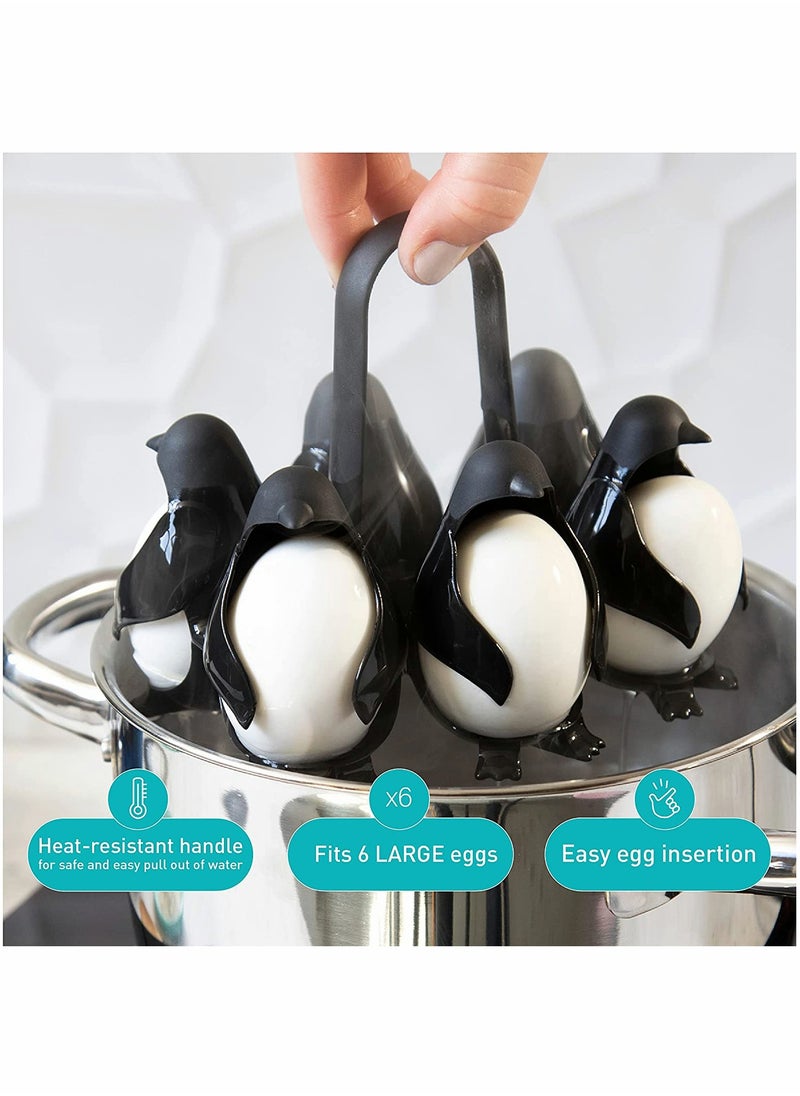 Generic - Penguin Egg Holder 3-in-1 Cooker for Soft and Hard Boiled Eggs, Holds 6 Eggs for Cooking and Storage - Image 1