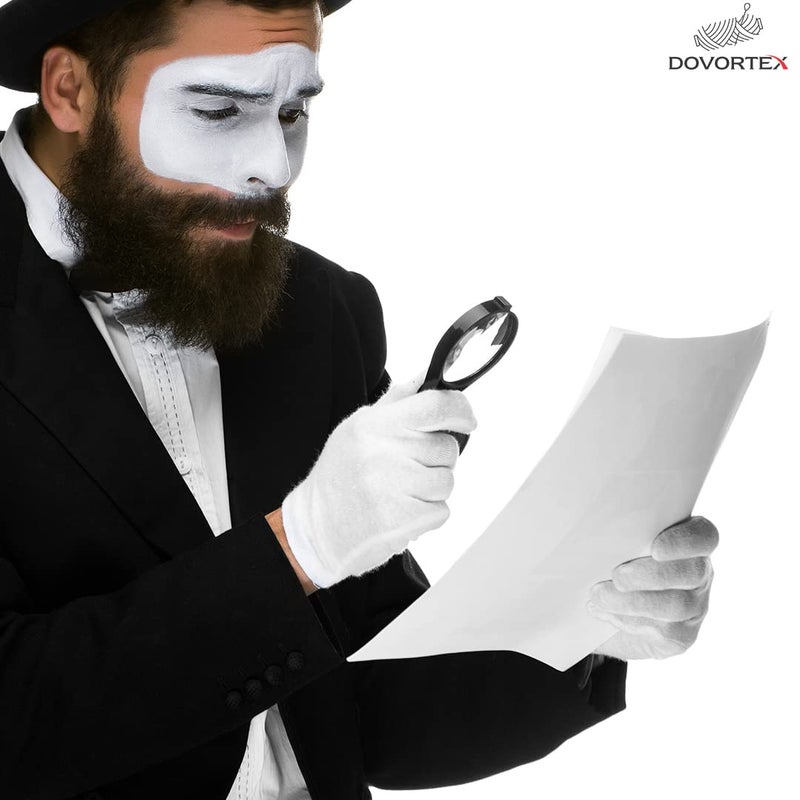 DOVORTEX 20 قطعة قفازات قطنية بيضاء | قفازات قطنية للإكزيما | قفازات قطنية لليدين الجافتين | قفازات مرطبة للإكزيما | قفازات تفتيش | قفازات التعامل مع العملات وتفتيش المجوهرات - Image 5