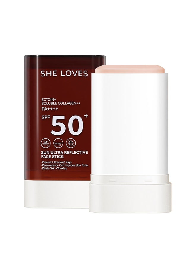 شي لافز عصا واقية للوجه شمسيّة فائقة الانعكاس، كولاجين قابل للذوبان إكتوين، SPF 50 عصا واقية للوجه شمسيّة فائقة الانعكاس تمنع الأشعة فوق البنفسجية، المثابرة يمكن أن تحسن لون البشرة، تخفيف تجاعيد الجلد، عصا واقية من الشمس، #01 عاجي - Image 1