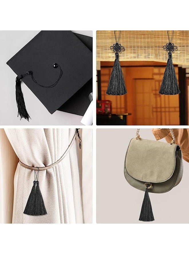 Happy D 100 black 13cm/5-inch silk handmade soft tassel thread bookmarks with cord loops, suitable for DIY jewelry making craft accessories - Image 5