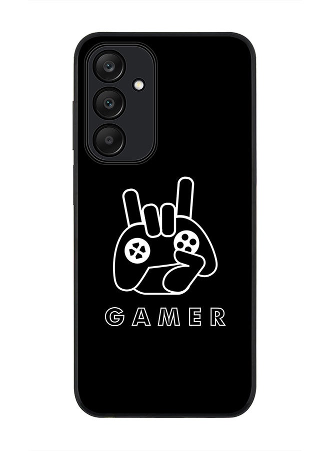 Stylizedd Rugged Black edge case for Samsung Galaxy A25, Slim fit Soft Case Flexible Rubber Edges Anti Drop TPU Gel Thin Cover- Gamer  - Image 1