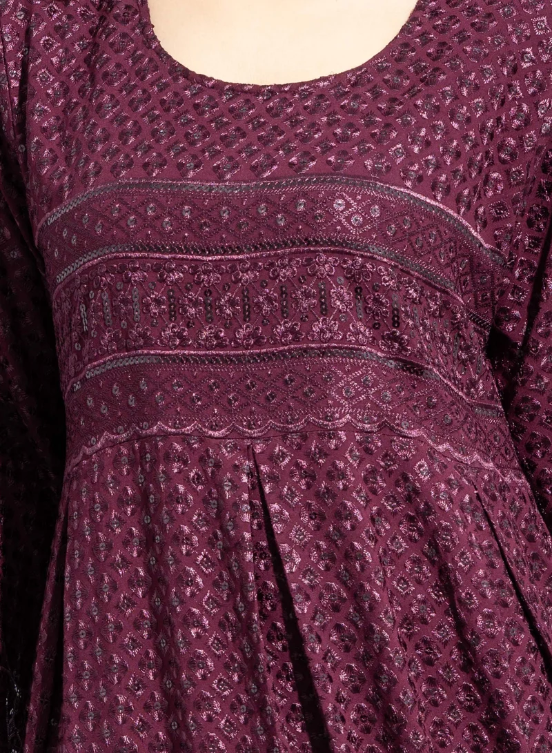 IKKXA Embroidery Sparkling Jalabiya IN001 Purple