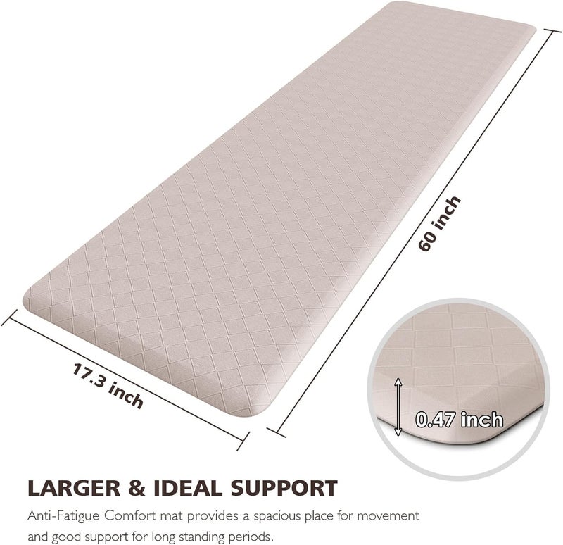 HappyTrends Kitchen Runner Rugs Anti-Fatigue mats,17.3"x 60",Non Slip Waterproof Ergonomic Comfort Mat for Kitchen, Floor Home, Office, Sink, Laundry,Khaki - Image 2