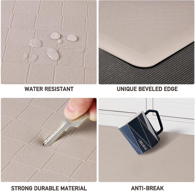 HappyTrends Kitchen Runner Rugs Anti-Fatigue mats,17.3"x 60",Non Slip Waterproof Ergonomic Comfort Mat for Kitchen, Floor Home, Office, Sink, Laundry,Khaki - Image 4