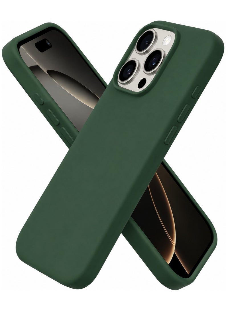 Premium Silicone Case for iPhone 16 Pro – Soft Touch Shockproof Protective Cover with Camera Protection, Microfiber Lining Anti-Fingerprint Anti-Scratch Finish Case - Green