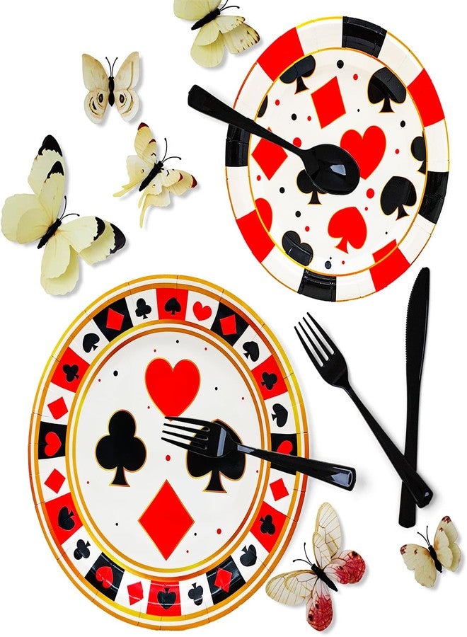 HSPAIDYP 75Pcs Casino Party Supplies 9" Casino Dinner Plates 7" Poker Plates and Casino Napkins for Casino Night Poker Theme Poker Card Playing Club Casino Poker Birthday Party Decorations Serves 25 - Image 3