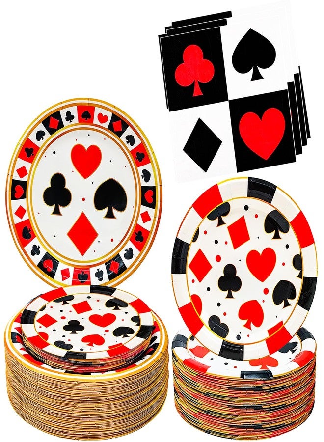 HSPAIDYP 75Pcs Casino Party Supplies 9" Casino Dinner Plates 7" Poker Plates and Casino Napkins for Casino Night Poker Theme Poker Card Playing Club Casino Poker Birthday Party Decorations Serves 25 - Image 1