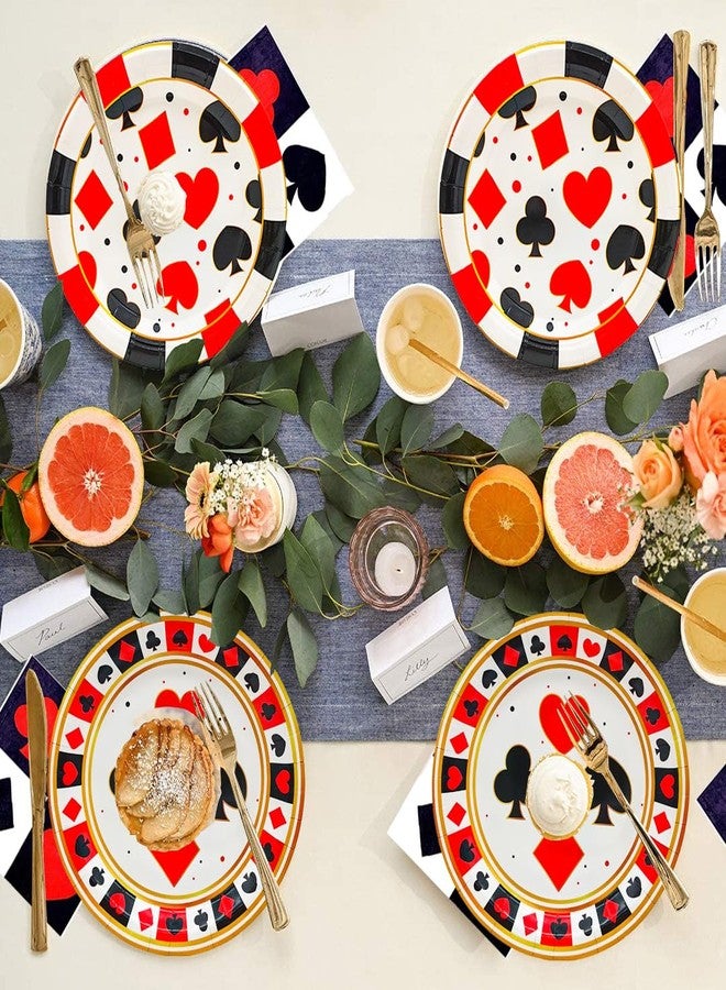 HSPAIDYP 75Pcs Casino Party Supplies 9" Casino Dinner Plates 7" Poker Plates and Casino Napkins for Casino Night Poker Theme Poker Card Playing Club Casino Poker Birthday Party Decorations Serves 25 - Image 5