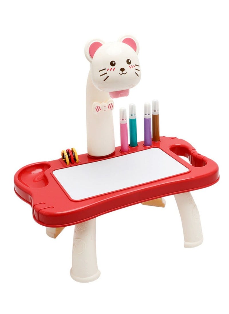 Reva - Kids Drawing Projector Table-Smart Learning Toy for Children  Projection Painting Table Easy to Clean Big Size(Red) - Image 1