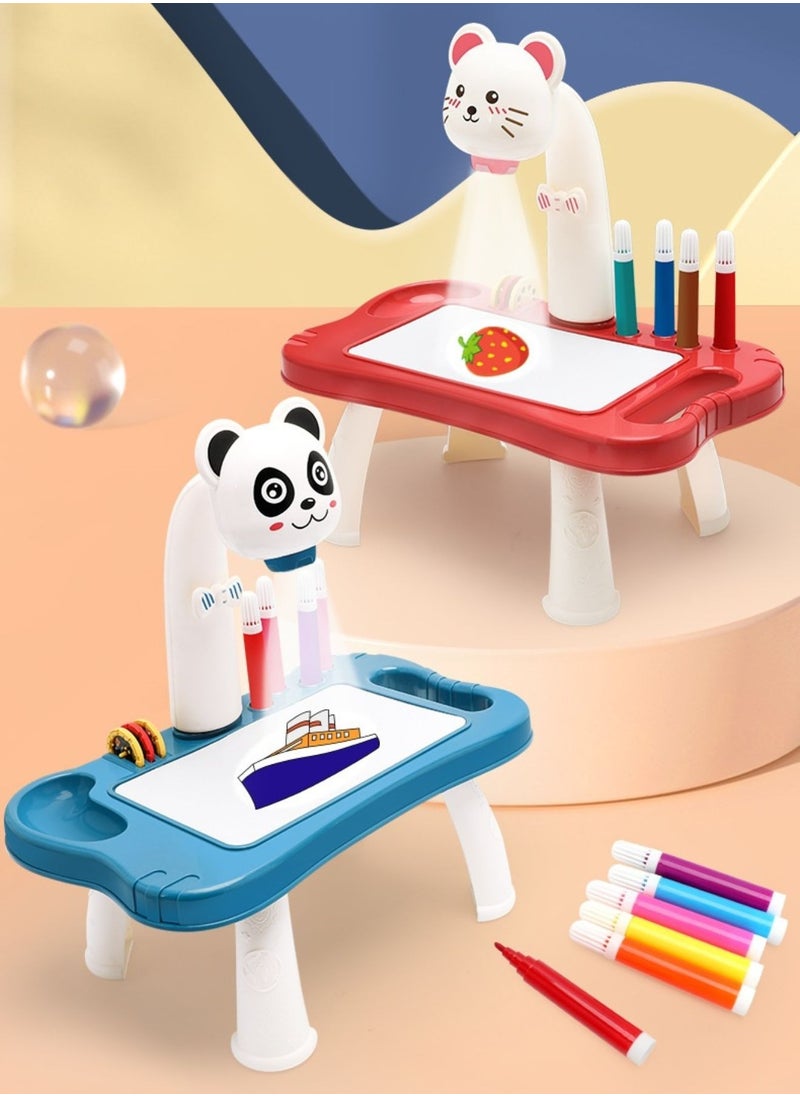 Reva - Kids Drawing Projector Table-Smart Learning Toy for Children  Projection Painting Table Easy to Clean Big Size(Red) - Image 1