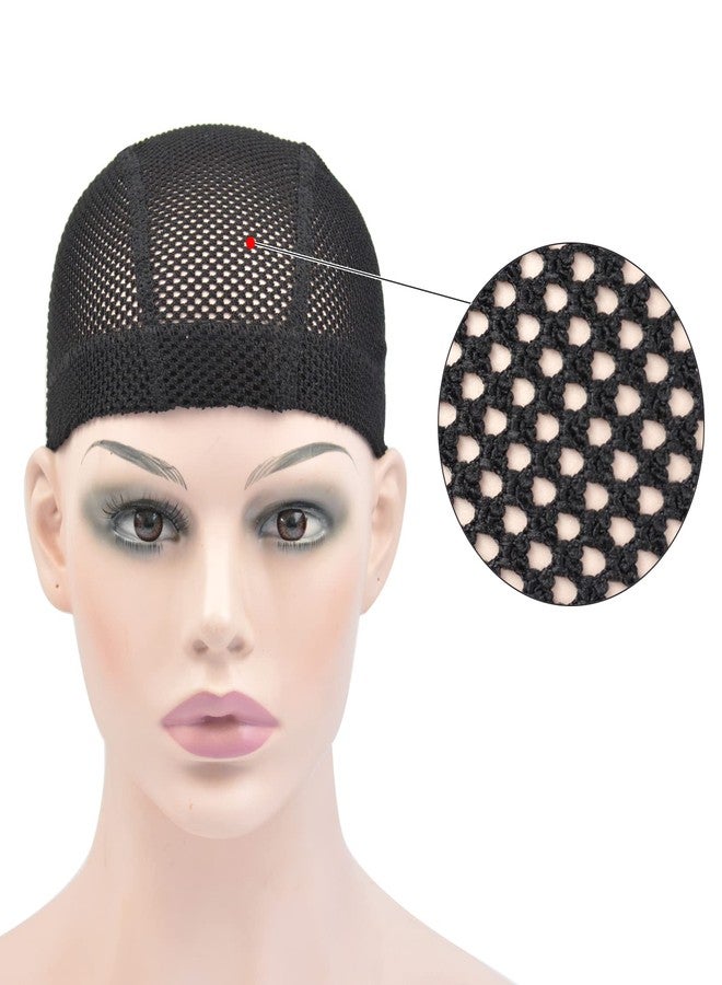 YTBYT 2 Pcs Black Mesh Dome Wig Cap Elastic Crochet Braid Wig Caps for Making Wig (Black L) - Image 2