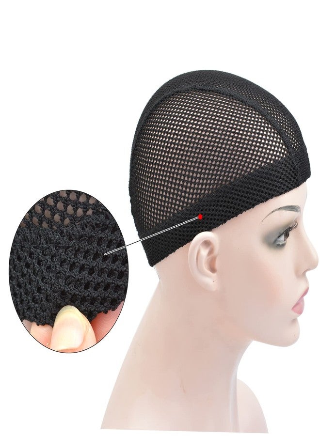 YTBYT 2 Pcs Black Mesh Dome Wig Cap Elastic Crochet Braid Wig Caps for Making Wig (Black L) - Image 3