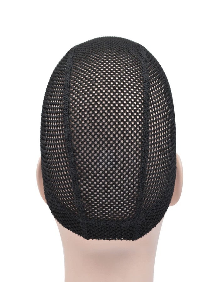 YTBYT 2 Pcs Black Mesh Dome Wig Cap Elastic Crochet Braid Wig Caps for Making Wig (Black L) - Image 4