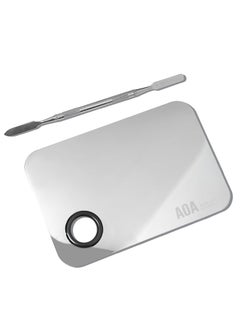 AOA STUDIO AOA Studio Stainless Steel Makeup Mixing Palette for Beauty Costmetic with Spatula Eye Lip Face Makeup 6 x 4 inch Silver 