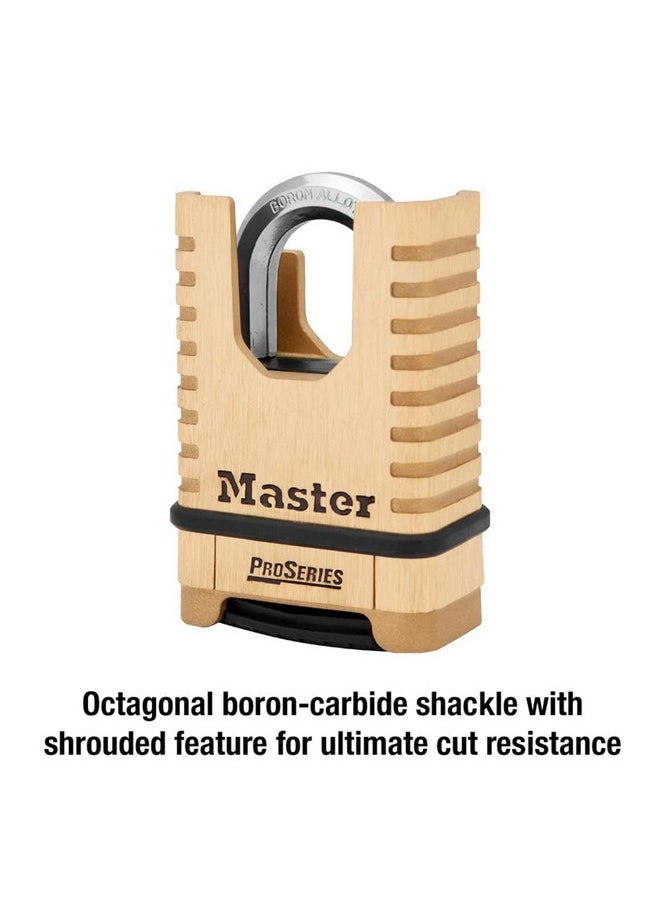 Master Lock Master Lock ProSeries Brass Padlock, Set Your Own Combination Lock, Commercial Grade Locks with Code for Tools, Fences, Gates, 2-1/4 inches Wide, 1177D  - Image 4