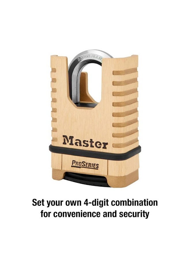 Master Lock Master Lock ProSeries Brass Padlock, Set Your Own Combination Lock, Commercial Grade Locks with Code for Tools, Fences, Gates, 2-1/4 inches Wide, 1177D  - Image 3