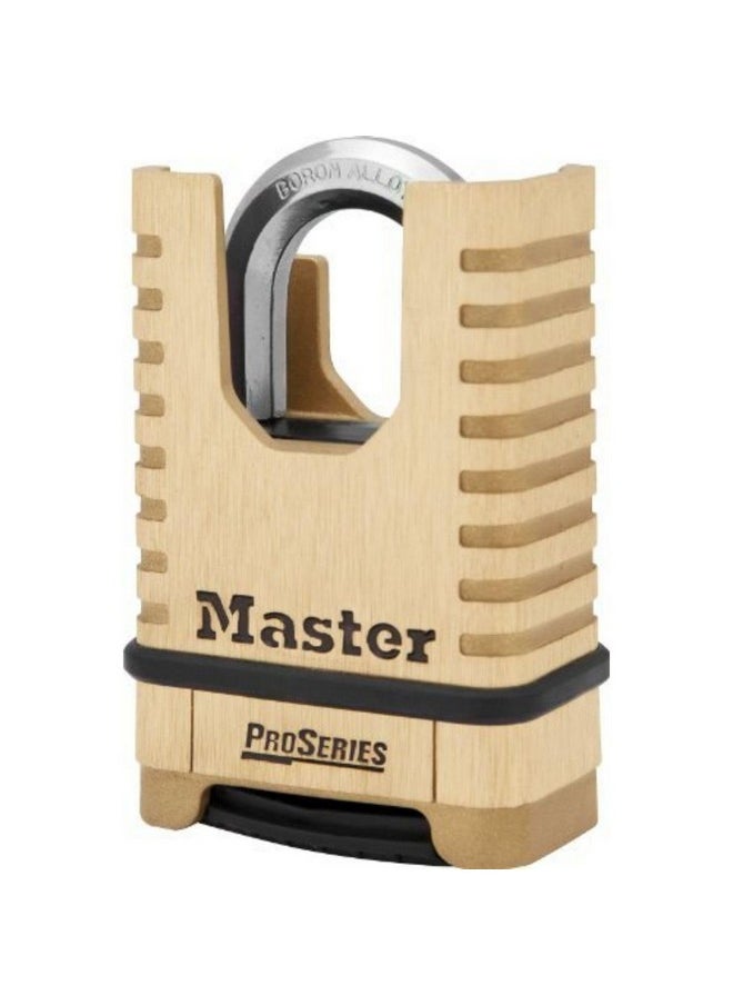 Master Lock Master Lock ProSeries Brass Padlock, Set Your Own Combination Lock, Commercial Grade Locks with Code for Tools, Fences, Gates, 2-1/4 inches Wide, 1177D  - Image 1