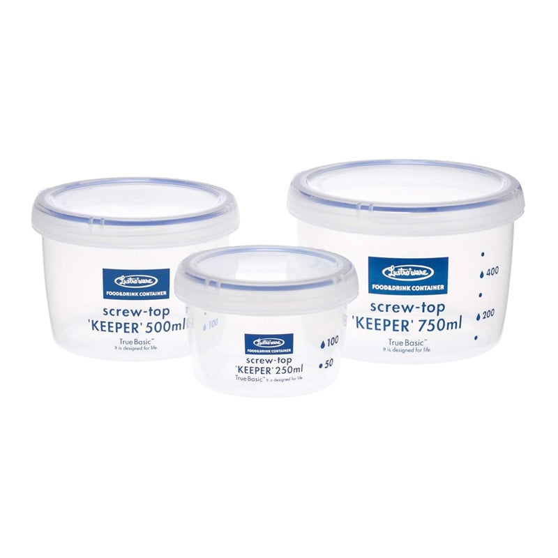 Set of 3 Lustroware Airtight Nestable Food Container Set with Lid Kitchen Home Reusable Meal Prep Storage Canister with Calibration Dishwasher  Microwave Safe 85 17 25 oz