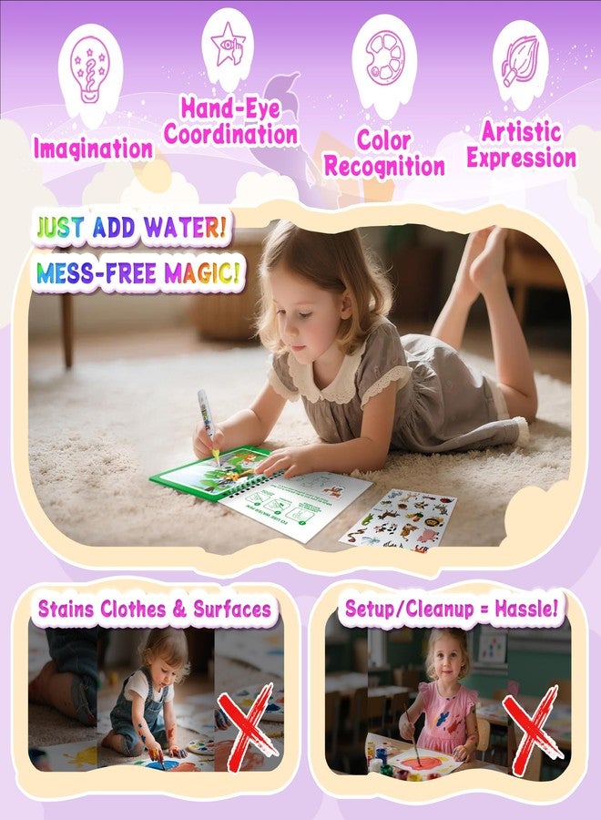 Flamax Reusable Magic Water Painting Book for Toddlers with 18+ Stickers & No-Mess Pen, Animal Theme Magic Coloring Books for Toddler, Water Painting Book for Toddlers - Image 2