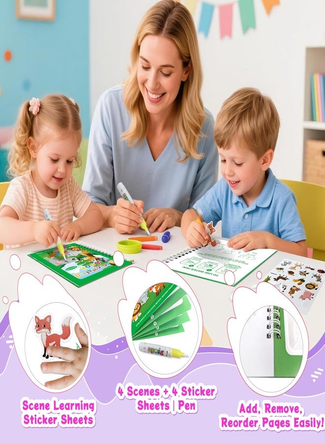 Flamax Reusable Magic Water Painting Book for Toddlers with 18+ Stickers & No-Mess Pen, Animal Theme Magic Coloring Books for Toddler, Water Painting Book for Toddlers - Image 4