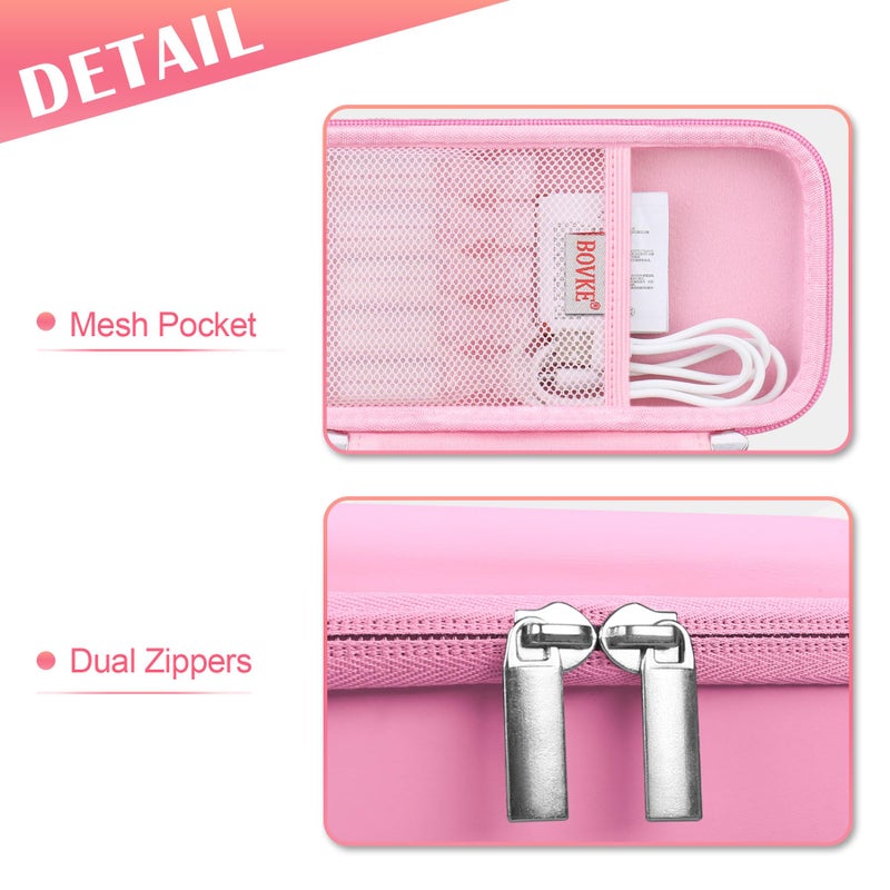 BOVKE Carrying Case for Handheld Electric Nebulizer for Adults and Kids, Inhaler Spacer Bag, Portable Electric Nebulizer Asthma Inhaler Holder, Mesh Pocket for Cables, Batteries and Accessories, Pink - Image 3