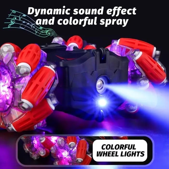 HOMOZE Remote Control 4X4 Dual Sided Climbing Toy RC Car | RC Rechargeable Rock Stunt Cars with Speed Booster Spray for Kids & Adults 360° Rotate Drift Stunt Toy Car Best Boys, Girls & Gifting - Image 3