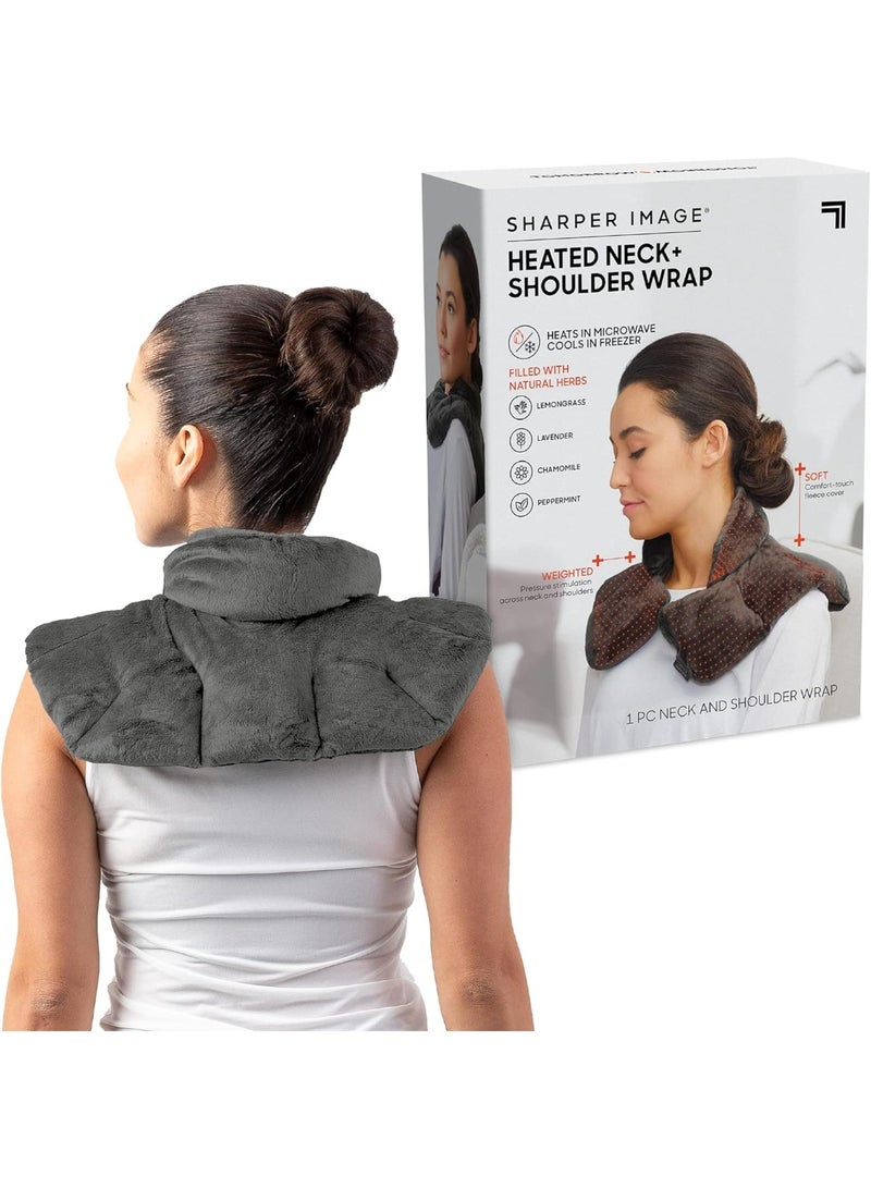 Microwaveable Neck and Shoulder Heating Wrap with 100% Natural Lavender & Herbal Aromatherapy, Soft Plush Pain Relief Pillow - Image 1